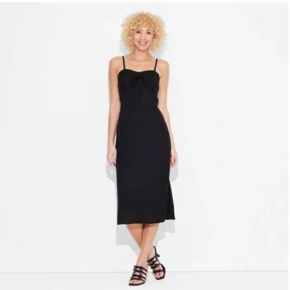 Wild Fable Black Linen Tube Corset Bodycon Dress Size 10